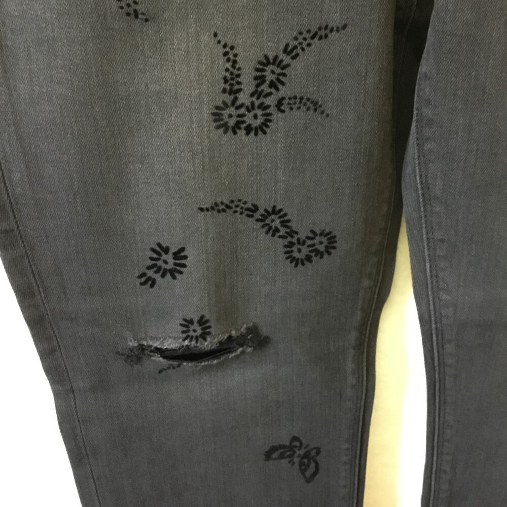 Lucky Brand Black Ava Skinny Jeans with Velvet Floral Detail - Picture 6 of 8